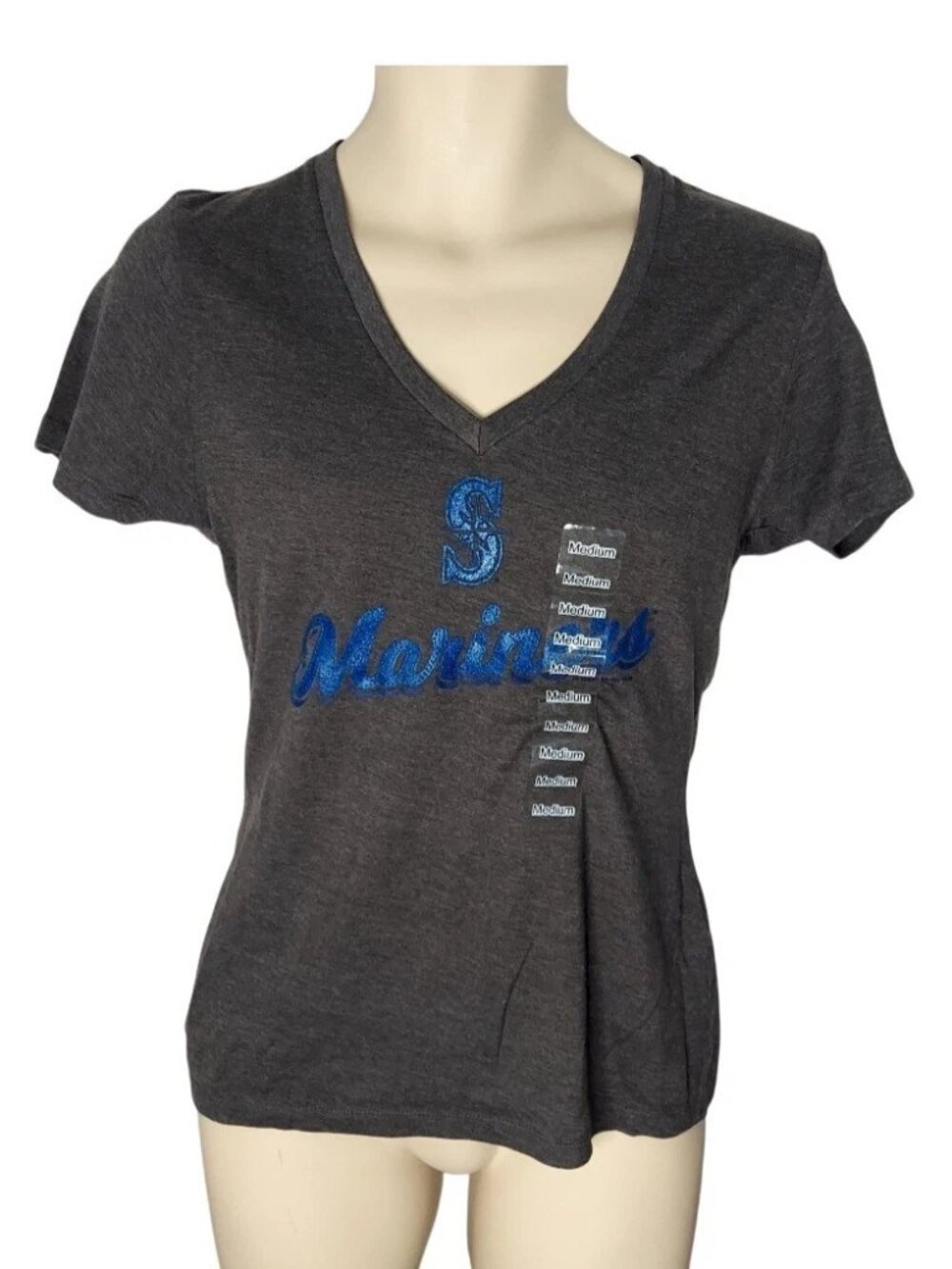Seattle Mariners Womens T Shirt Size Medium Blue Sparkle Logo Campus Lifestyle - Picture 2 of 6